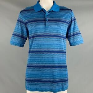 BUGATCHI UOMO Size L Blue Purple Pattern Cotton Buttoned Polo